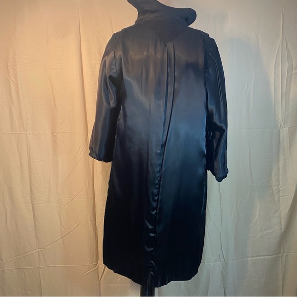Vintage Black Button Down Round Collar Coat - Picture 9 of 12
